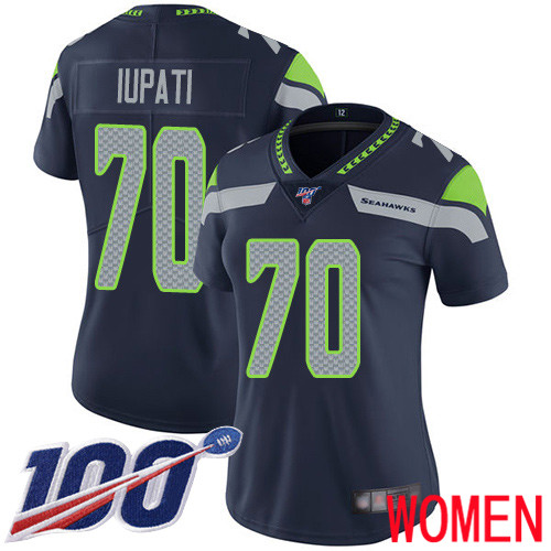 Seattle Seahawks Limited Navy Blue Women Mike Iupati Home Jersey NFL Football 70 100th Season Vapor Untouchable